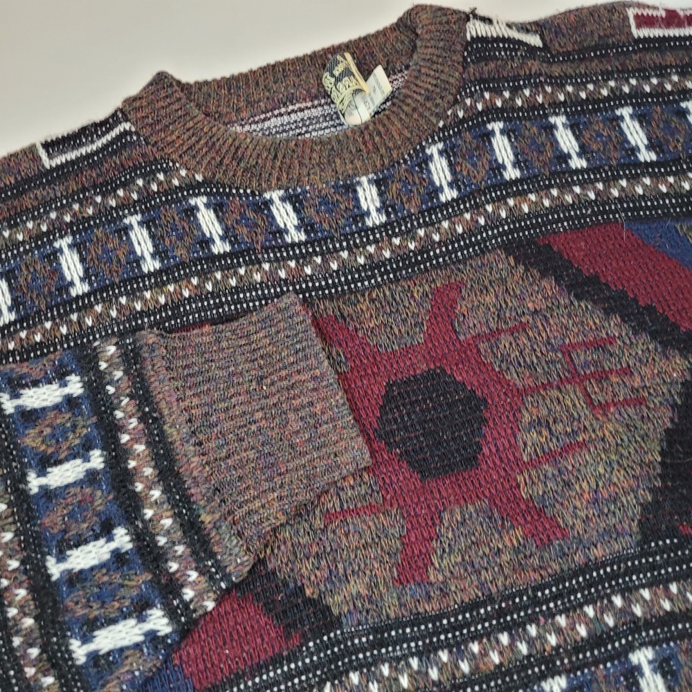 Vintage Sears‎ The Mens Store Geometric Grandpa Knit Sweater XL